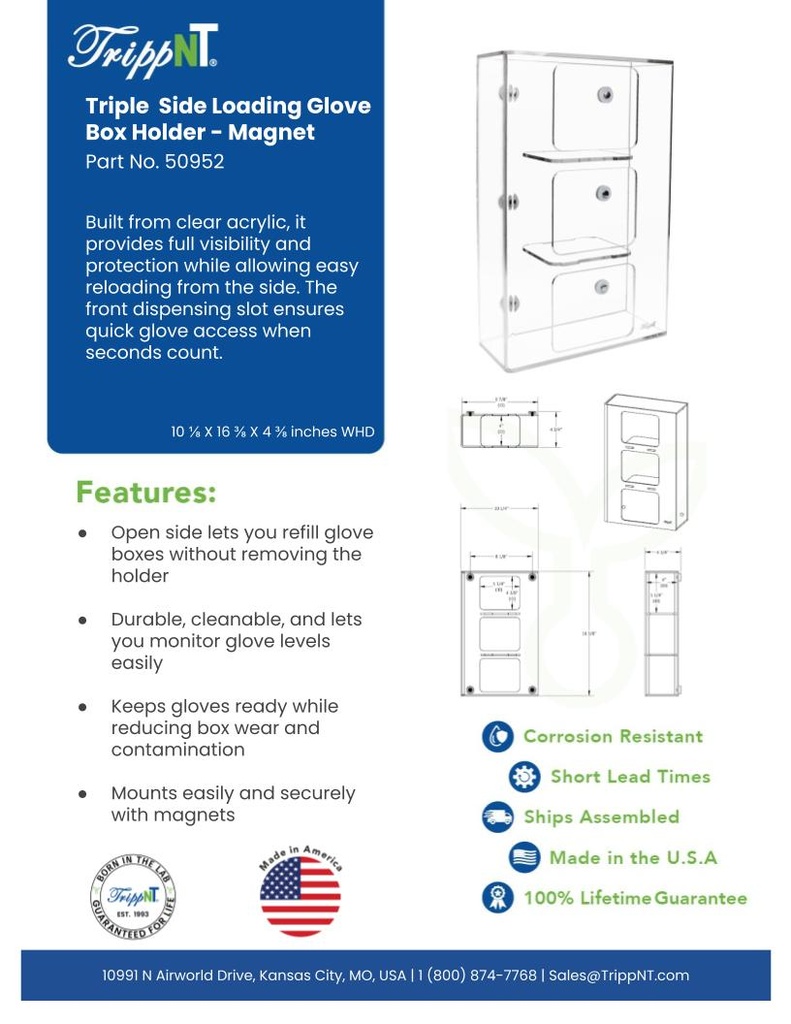 Triple Side Loading Glove Box Holder Magnet | TrippNT